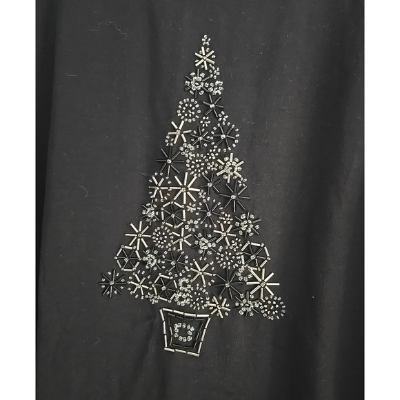 Catherines Black Christmas Tree Beaded Long Sleeve Top Womans Plus Size 26/28W - Picture 3 of 6